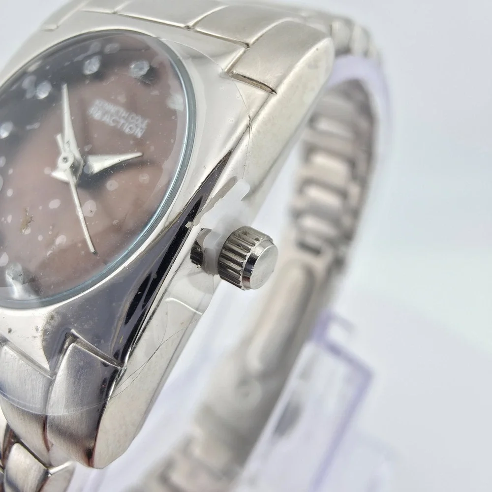 New! KENNETH COLE REACTION Ladies Watch Crystal Indices St. Steel 6.75